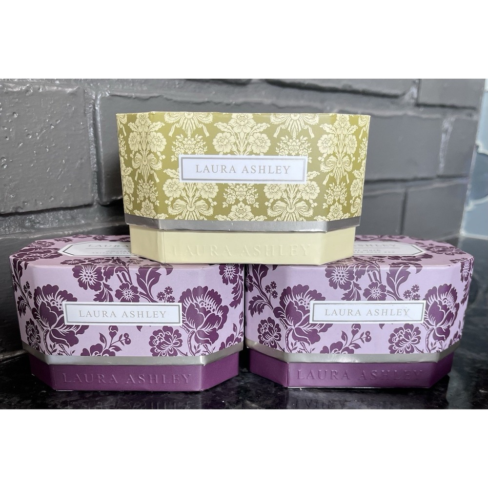 Laura Ashley Triple Milled Soap Bar Trio 2-Amethyst Musk 1-Vintage Taffeta 8.8oz